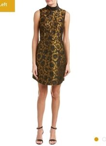 𝅺Rachel Rachel Roy Black and Gold Brocade Mini Holiday Dress